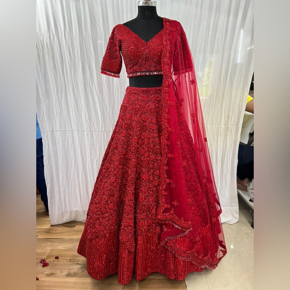 Indian Bridal Lehenga Outfit Dark Red RTW Custom